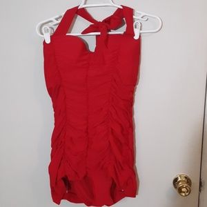 Unique Vintage 1950's Inspired Red Swimsuit Sz XXL